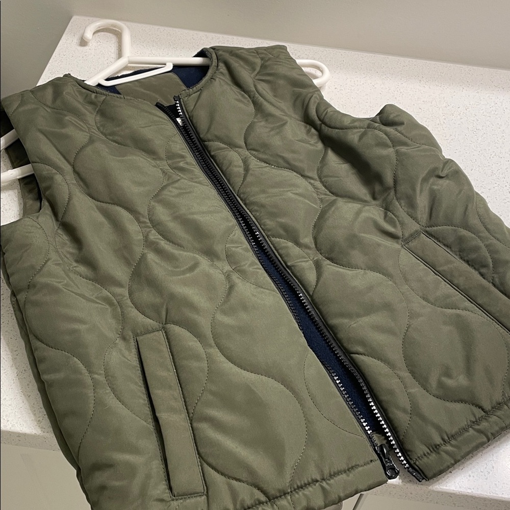 Olive Quilted Fleece Lined Vest